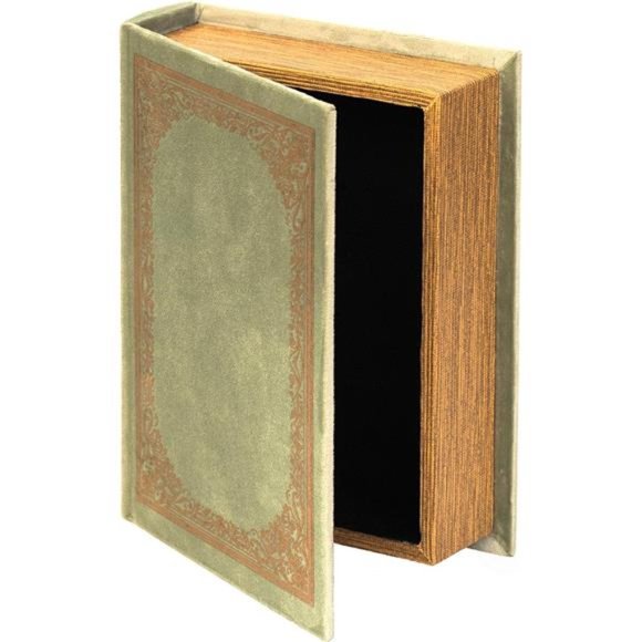 Decorative Vintage Book Shaped Trinket Storage Box - Antique Green - Picture 1 of 7